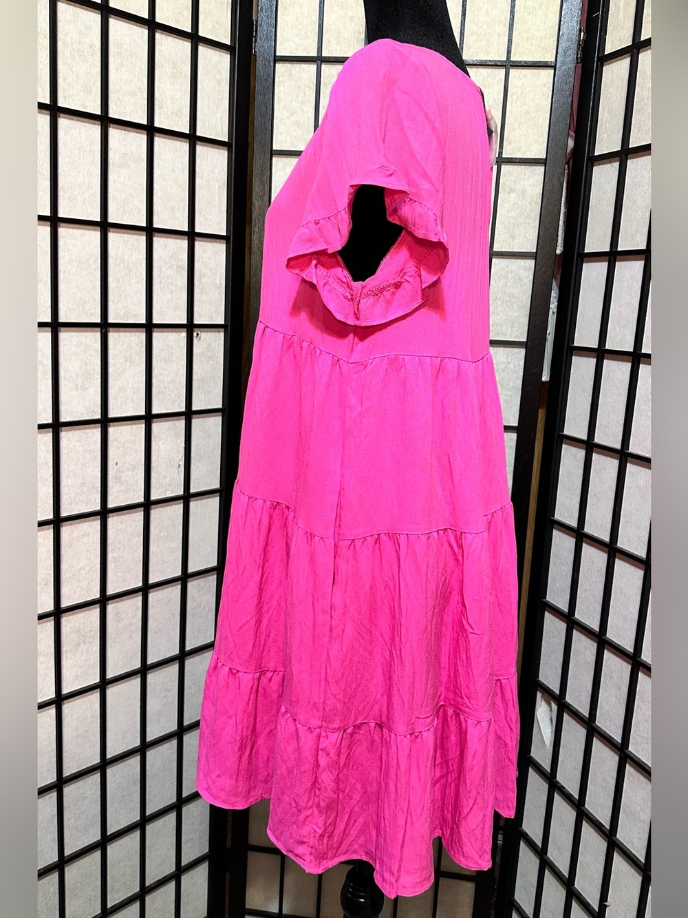 Short Sleeve Tiered Ruffle Flowy Tunic Dress - Picture 6 of 8